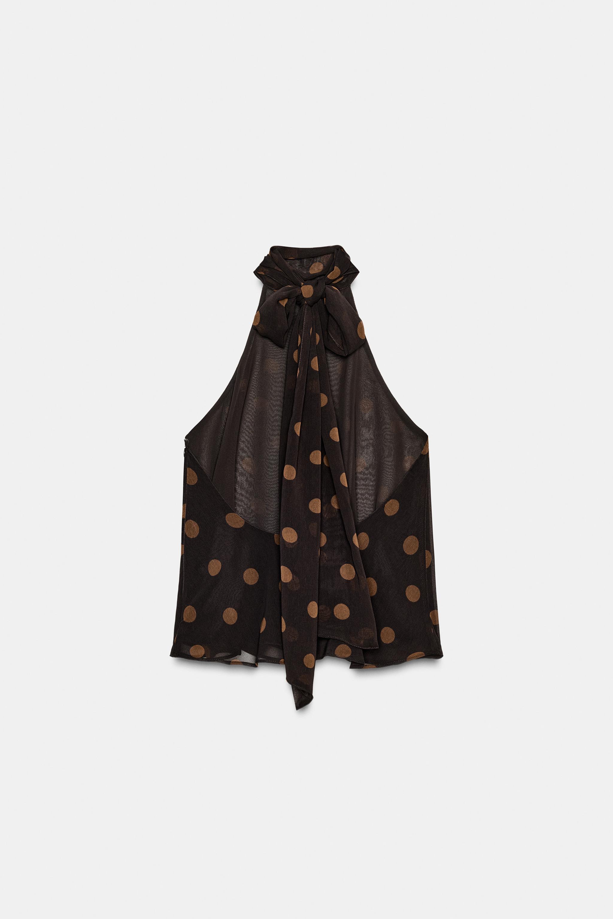 GEORGETTE HALTER TOP WITH DOTS